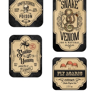 New Waterproof Vinyl! - Halloween Apothecary Potion Labels (4) - Set 9