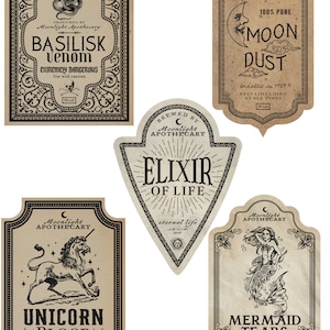 New Waterproof Vinyl! - Halloween Apothecary Potion Labels (5) - Set 4