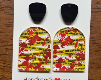 DIY Crime Scene Caution Tape Acrylic Earring Blanks