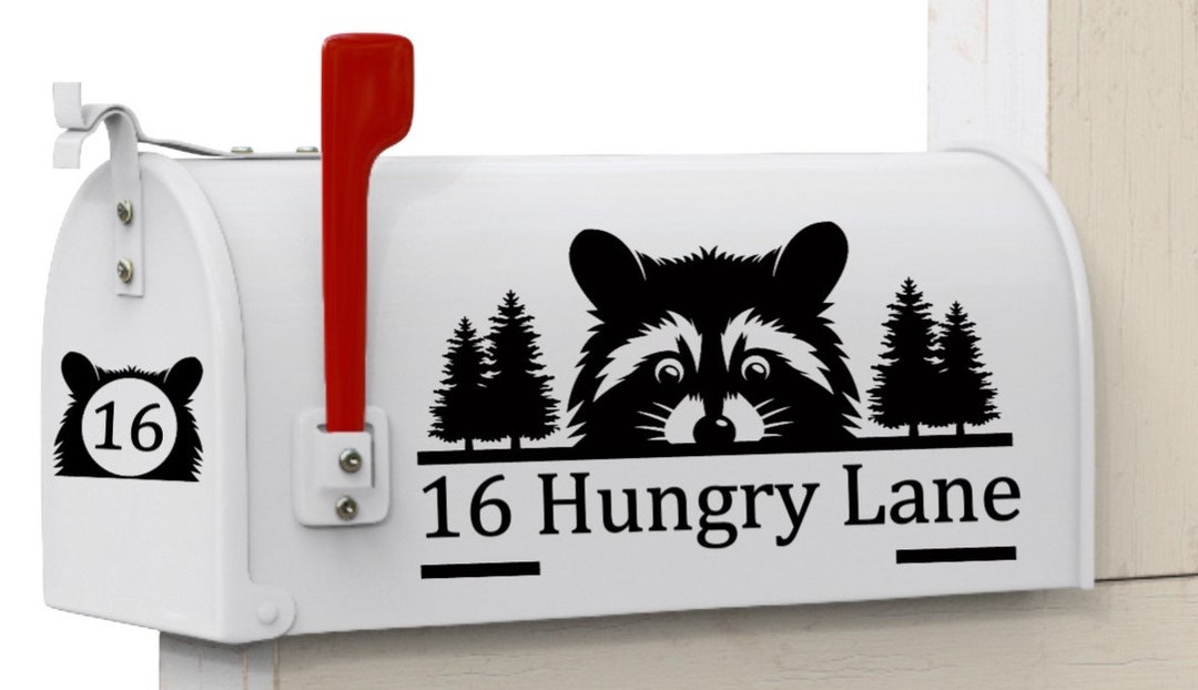 Mailbox Address Vinyl Decal - Peeking Raccoon - Etsy