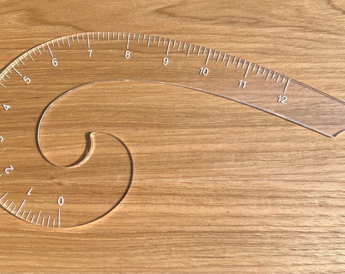 Acrylic French Curve With Engraved Ruler Measurements - Clear