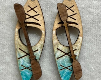 Wood Earring Blanks - Kayaks - Beach Pattern