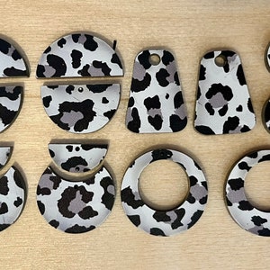 Set of 14 DIY Acrylic Earring Blanks - White Leopard Print