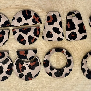 Set of 14 DIY Acrylic Earring Blanks - Tan Leopard Print