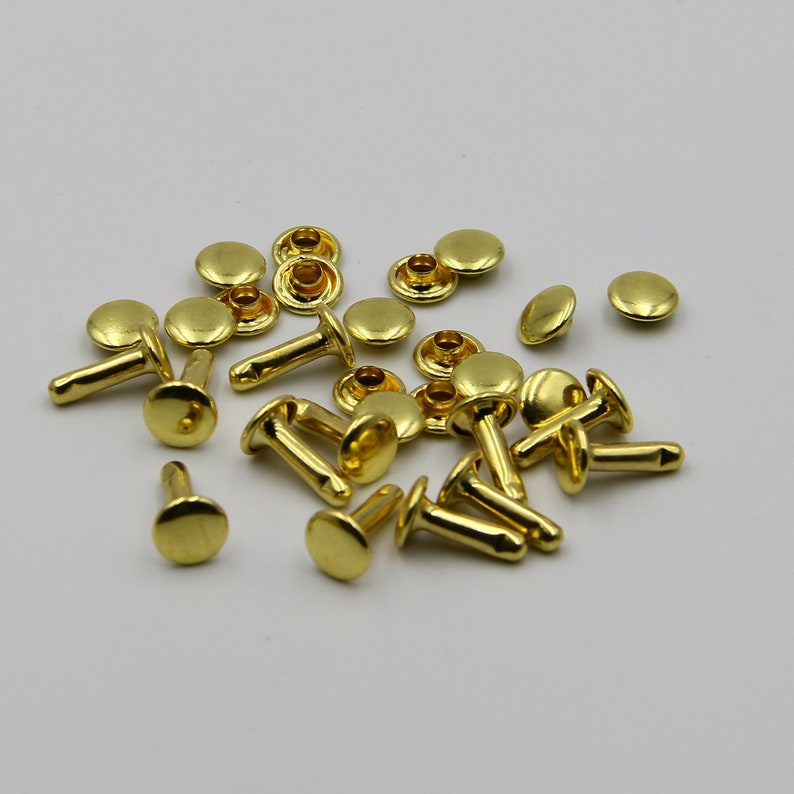 BRASS Hammer Drive RivetsDouble Cap Rivets 6x8mm For Leather Etsy
