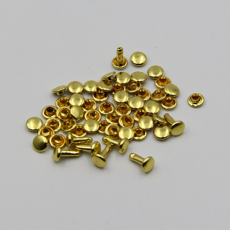 BRASS Hammer Drive Rivets,Double Cap Rivets 6x8mm For Leather Craft