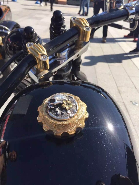 Harley Motorcycle Brass Skull Gas Cap 