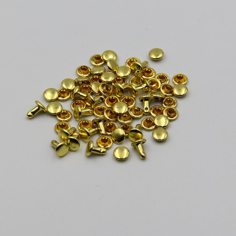 BRASS Hammer Drive Rivets,Double Cap Rivets 6x8mm For Leather Craft
