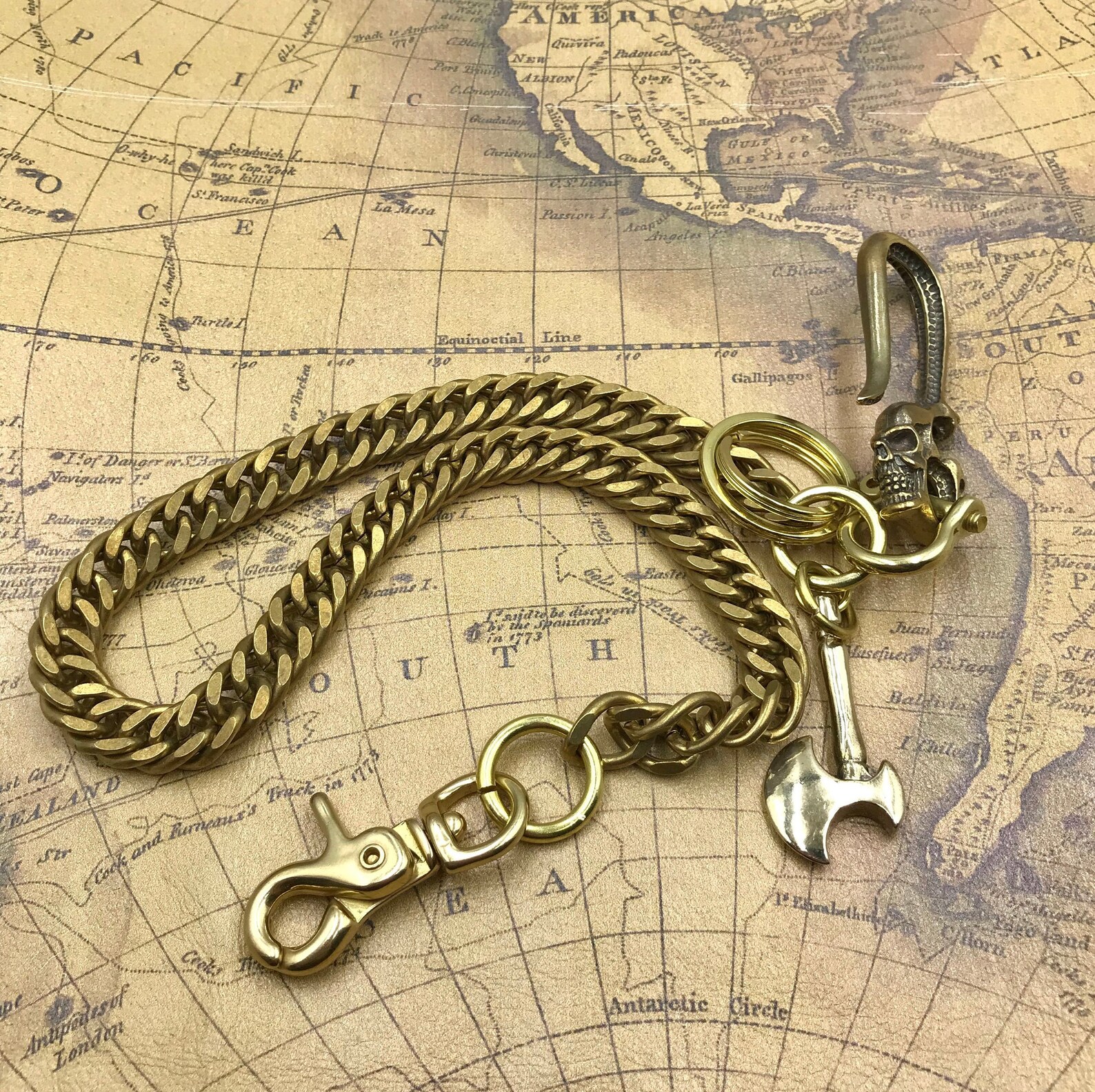 Biker Skull Keychain Wallet Mens Accessories Etsy