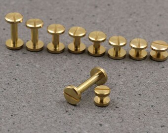 Handgemachte Lederhandwerk Schrauben Messing / Edelstahl Material Runde und flache Form Twists