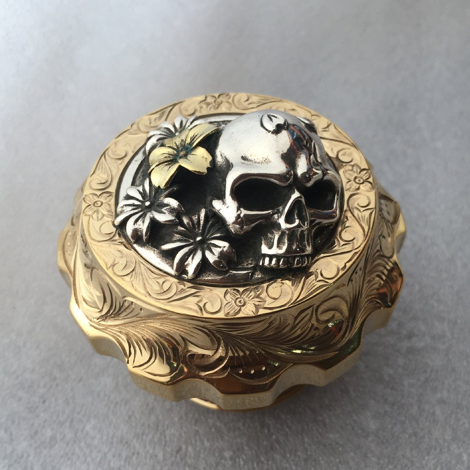 Harley Motorcycle Brass Skull Gas Cap 