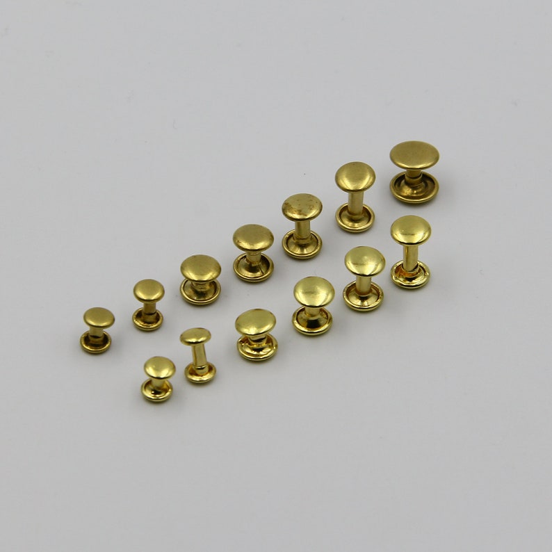 BRASS Hammer Drive Rivets,Double Cap Rivets 6x8mm For Leather Craft