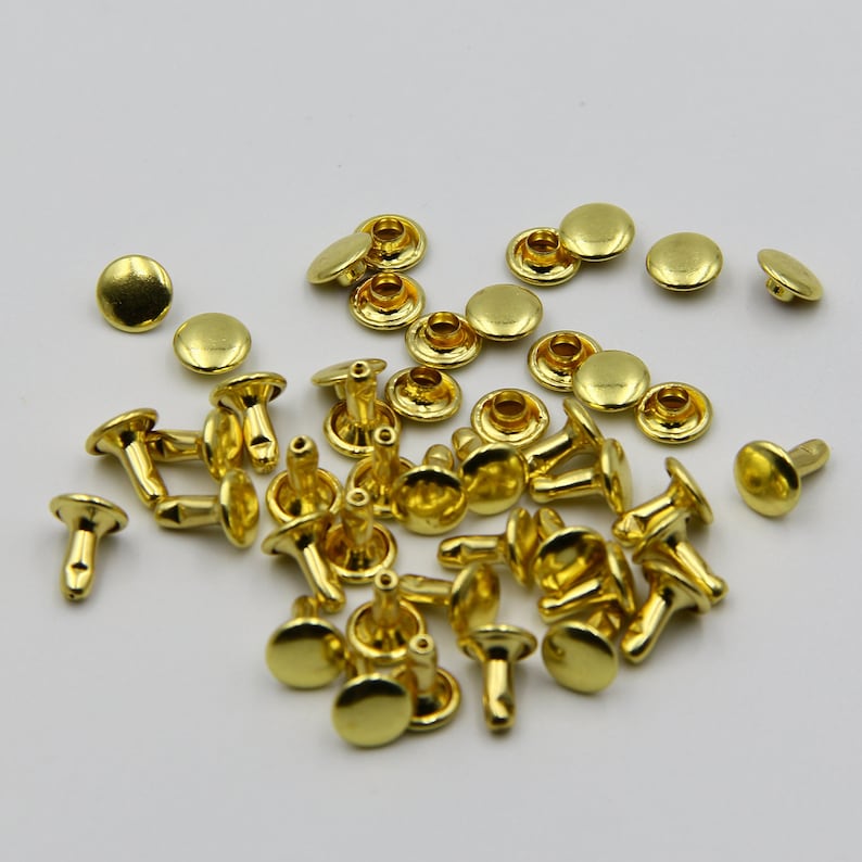 BRASS Hammer Drive Rivets,Double Cap Rivets 6x8mm For Leather Craft