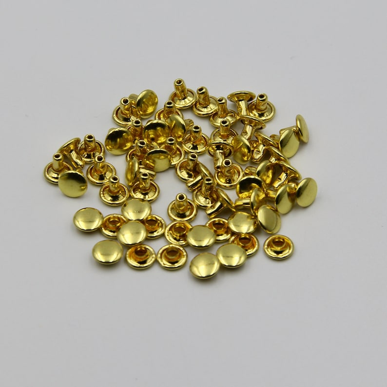 BRASS Hammer Drive Rivets,Double Cap Rivets 6x8mm For Leather Craft