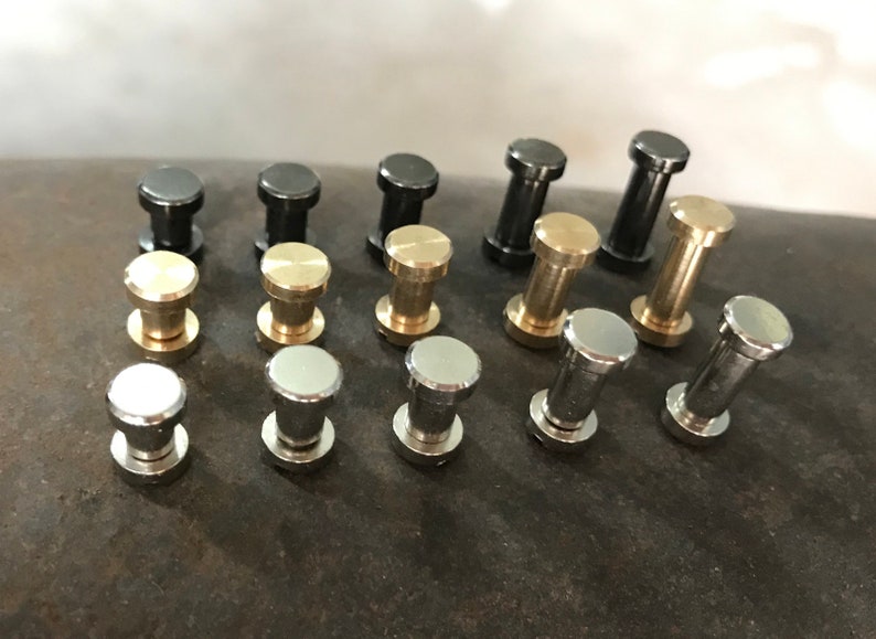 6mm Post Chicago ScrewGun Black Leather Screw Rivets Etsy