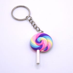 Pastell Lollipop Schlüsselanhänger |Essen Schlüsselanhänger |Snack Schlüsselanhänger|Fun Schlüsselanhänger |Miniatur Essen Schlüsselanhänger | Mini Essen Schlüsselbund |