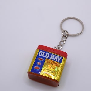 Glittery Old Bay Seasoning Mini Brands Keychain  |Food Keychain |Snack Keychain|Fun Keychain |Miniature Food Keychain |Quirky Keychain|