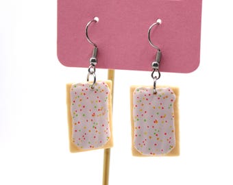 Strawberry Frosted PopTarts Real Brands Earrings|Food Earrings|Snack Earrings|Unique Earrings|Quirky Earrings|Fun Earrings|Mini Food Jewelry