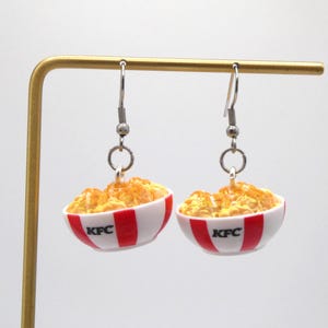 KFC Mac & Cheese Famous Bowl Mini Brand Earrings |Food Earrings |Snack Earrings |Fun Earrings |Miniature Food Jewelry|Quirky Earrings|