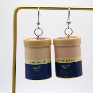 Dose & Co Collagen Creamer Mini Brand Earrings |Food earrings|Snack earrings|Fun earrings|Miniature Food Jewelry|Quirky Earrings|