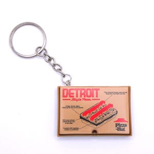 Pizza Hut Detroit Style Pizza Mini Brand Keychain |Food Keychain |Snack Keychain|Fun Keychain |Miniature Food Keychain |Quirky Keychain|