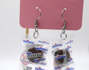 Hostess Chocolate Cupcake Real Brands Earrings|Food Earrings|Snack Earrings|Fun Earrings|Unique Earrings|Quirky Earrings|Miniature Food|