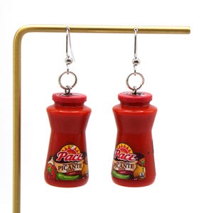 Pace Hot Salsa Mini Brand Earrings|Food Earrings|Snack Earrings|Fun Earrings|Miniature Food Jewelry|Quirky Earrings|Unique Earrings|Minis|