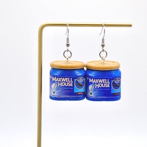 Maxwell House Coffee Mini Brand Earrings|Food Earrings|Snack Earrings|Fun Earrings |Miniature Food Jewelry|Quirky Earrings|Coffee Earrings|