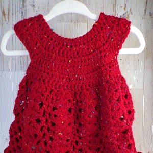 Red and green tweed dress and ruffled diaper cover.