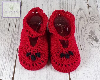 Botitas de bebé de sandía a crochet de 6 a 12 meses