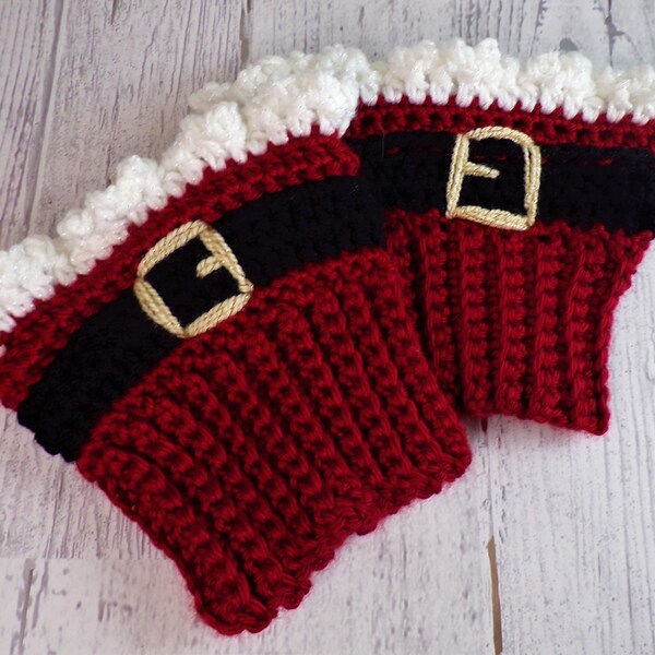 Crocheted Santa boot cuffs / Christmas wearable