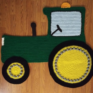 Little Green Tractor Rug / Farm Nursery Rug / Country Kids Room Rug / Reading Nook Character Rug
