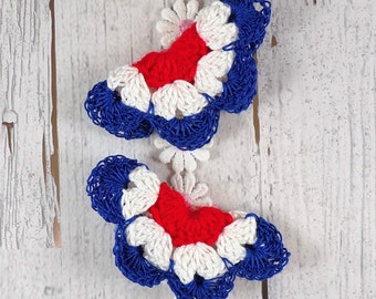 Red, White, and Blue 3D butterfly Hair clips