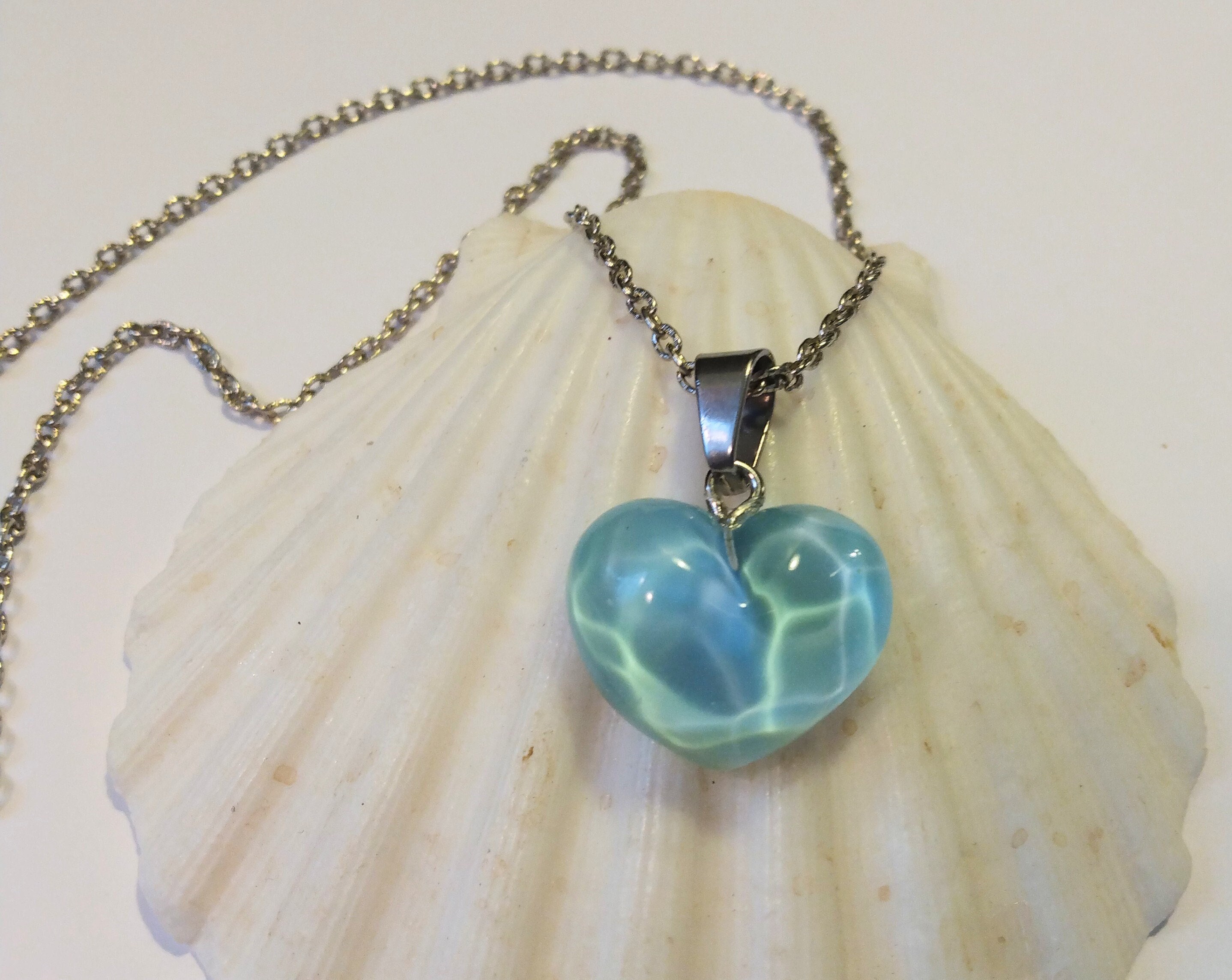 Larimar Striped Heart Pendant Larimar Striped Heart Pendant
