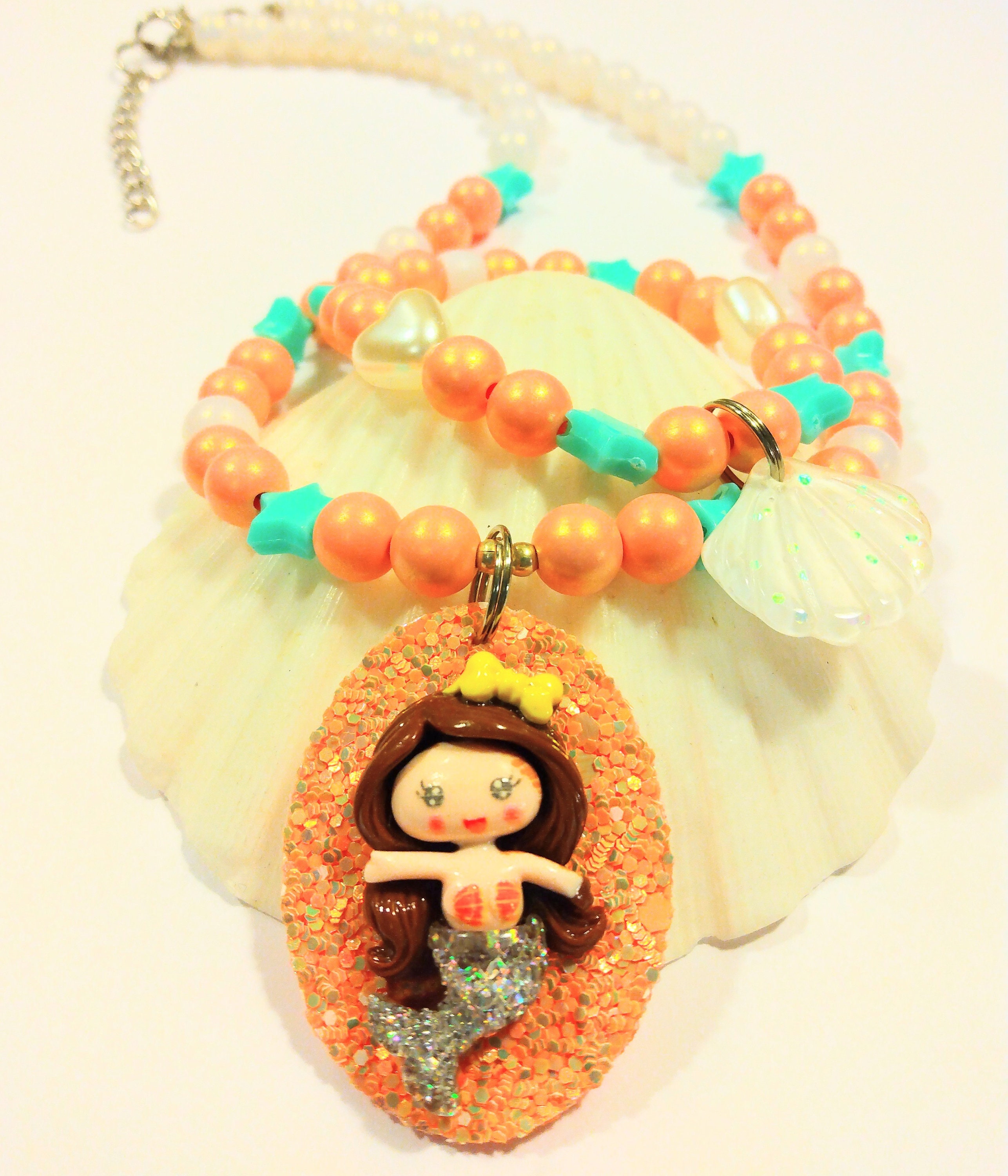 Girls Mermaid Necklace Set, Whimsical Girls Mermaid Jewelry, Kids