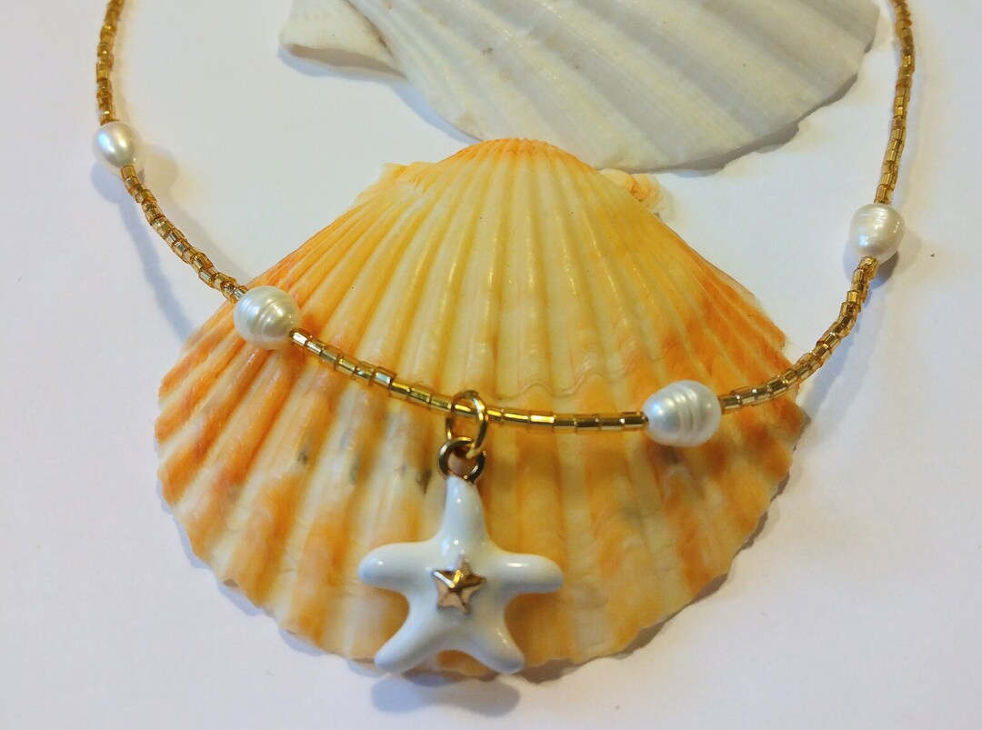Pink Beaded Starfish Choker main image 0