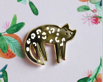 Emaillepin Katze Leo gold Animalprint