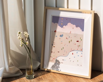 Riso Print dreifarbig Risografie abstrakt Landschaft Din A3 Sonderfarben modern