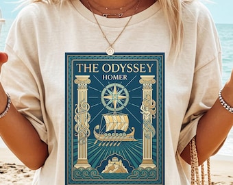 Comfort Colors The Odyssey Art Deco shirt, Homer epic poetry tee, Odysseus voyage gift, Greek mythology bookish dark academia literature top