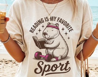 Reading is My Favorite Sport Comfort Colors Shirt, Retro Book Lover Graphic Tee, Cozy Reader Shirt for Women, Librarian Shirt Literary Gift