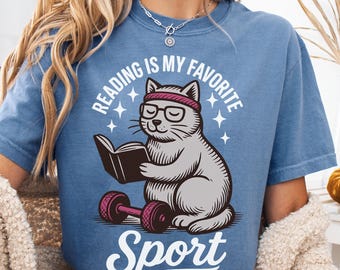 Reading is My Favorite Sport Comfort Colors Shirt, Retro Book Lover Graphic Tee, Cozy Reader Shirt for Women, Librarian Shirt Literary Gift