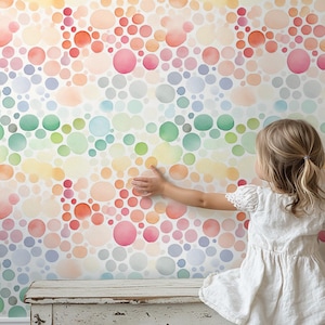 Papel tapiz de burbujas de colores, azulejos para guardería de niñas, decoración infantil, despegar y pegar, pared extraíble para habitación de bebé, apto para inquilinos.
