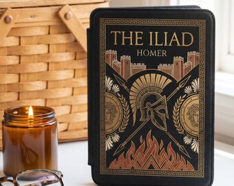The Iliad Kindle case cover accessories, cute book folio case bookish reader gift for Kindle Paperwhite 12th gen with hand strap sleeve