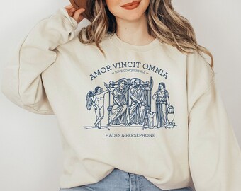 hades and persephone greek mythology bookish sweater, lore olympus, bookish gifts, dark cottagecore poet sweatshirt
