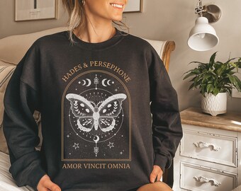 hades and persephone greek mythology bookish sweater, lore olympus, bookish gifts, dark cottagecore poet sweatshirt