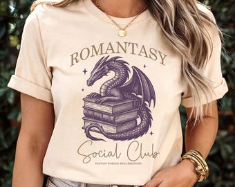 Romantasy Social Club shirt, Bookish gift, Funny Reader Book Addict, book lover, gift for readers, boho reader t-shirt, Book club merch