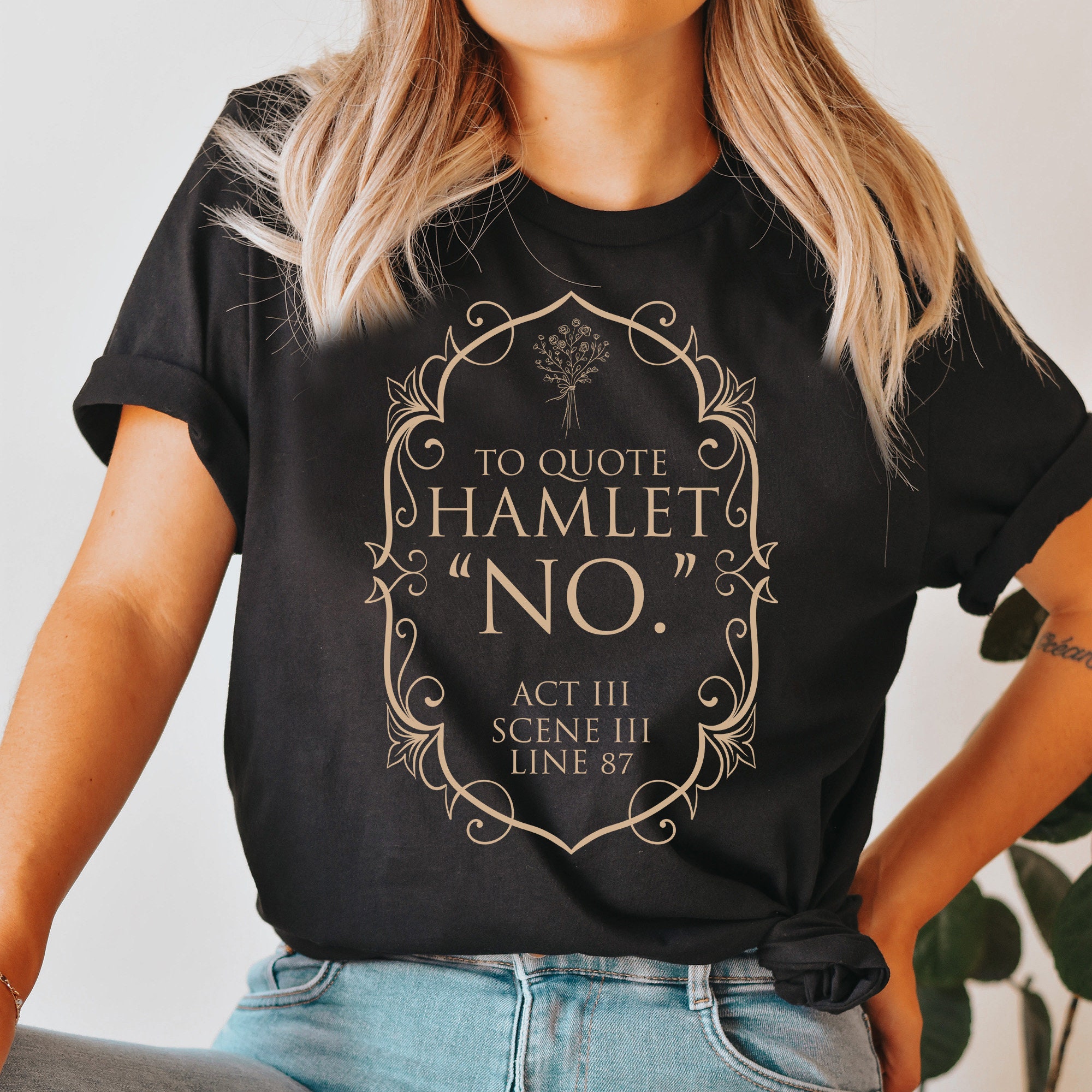 Women's T-Shirts [Out of Print] William Shakespeare / Hamlet Scoop Neck Tee (Black) (Womens) William Shakespeare / ウィリアム・シェイクスピア - Out of Print