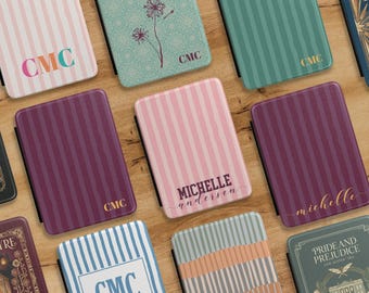 Accessoires personnalisés pour couvertures d'étuis Kindle, initiales personnalisées, joli étui folio pour livre, cadeau de lecture livresque pour Kindle Paperwhite 12e génération