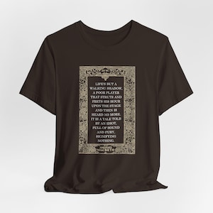Camiseta de Shakespeare, artículos literarios, regalo para profesor de inglés, camiseta de poeta literario, ropa gótica, regalos para clubes de lectura, camiseta de Macbeth