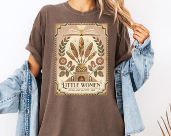 Comfort Colors Little Women Art Deco shirt, Louisa May Alcott 1868 tee, Jo March gift, feminist bookish dark academia classic literature top